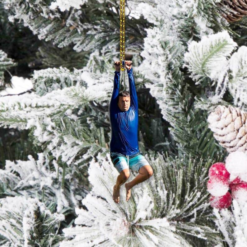 Tim Robinson on a Zipline ITYSL Funny Meme Gift Christmas Tree Hanging Ornament; Meme Xmas ornament decor, funny sign decor; ITYSL Fan gift