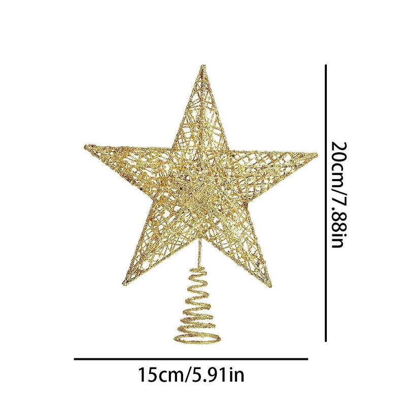 Star Shaped Christmas Tree Topper, 1 Count Glittered Star Tree Topper, Xmas Tree Topper for Mas Tree Decorations