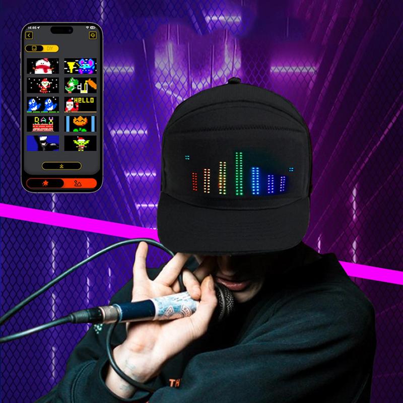 Christmas LED Display Screen Hat, 1 Count USB Rechargeable Cool Light Up Hat with Multi-language Text & Image Editing, Party Hat for Street Dance Party, Holiday Activity