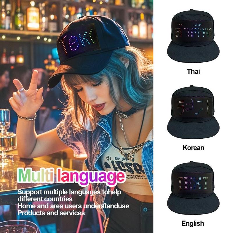 Christmas LED Display Screen Hat, 1 Count USB Rechargeable Cool Light Up Hat with Multi-language Text & Image Editing, Party Hat for Street Dance Party, Holiday Activity