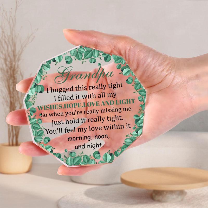 Grandpa Themed Acrylic Plaque, Irregularly Shaped Transparent Acrylic Gift, Creative Birthday Gift for Grandpa, Emotional Connection Gift