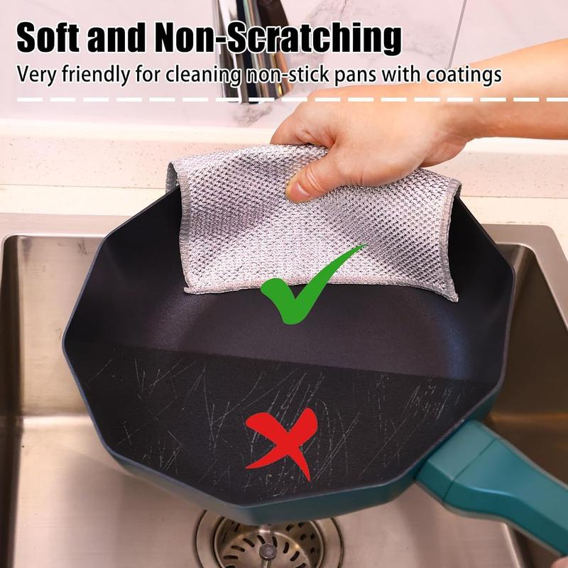 10 Count New Upgrade Steel Wire Dishcloth,Double-Layer Steel Wire Cleaning Cloth,Powerful Cleaning Non-Scratch Wire Dishcloth Rag for Cookware, Sinks, Dishes, Stove Tops