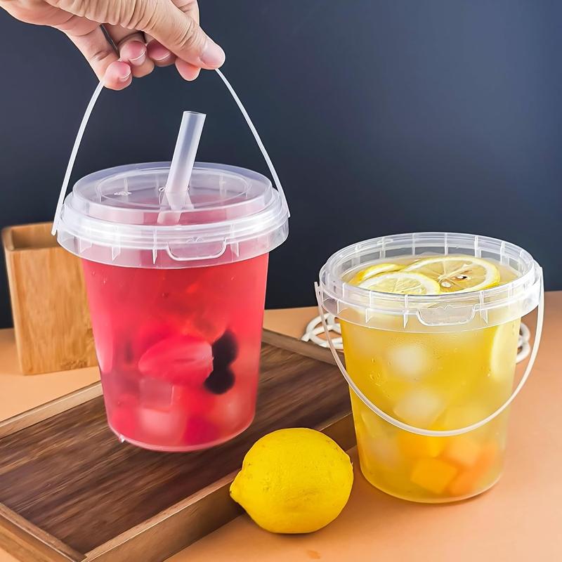 30 sets disposable plastic cup with lid and straw, reusable and suitable for outdoor travel beverage packaging pool party supplies beach party supplies picnic supplies