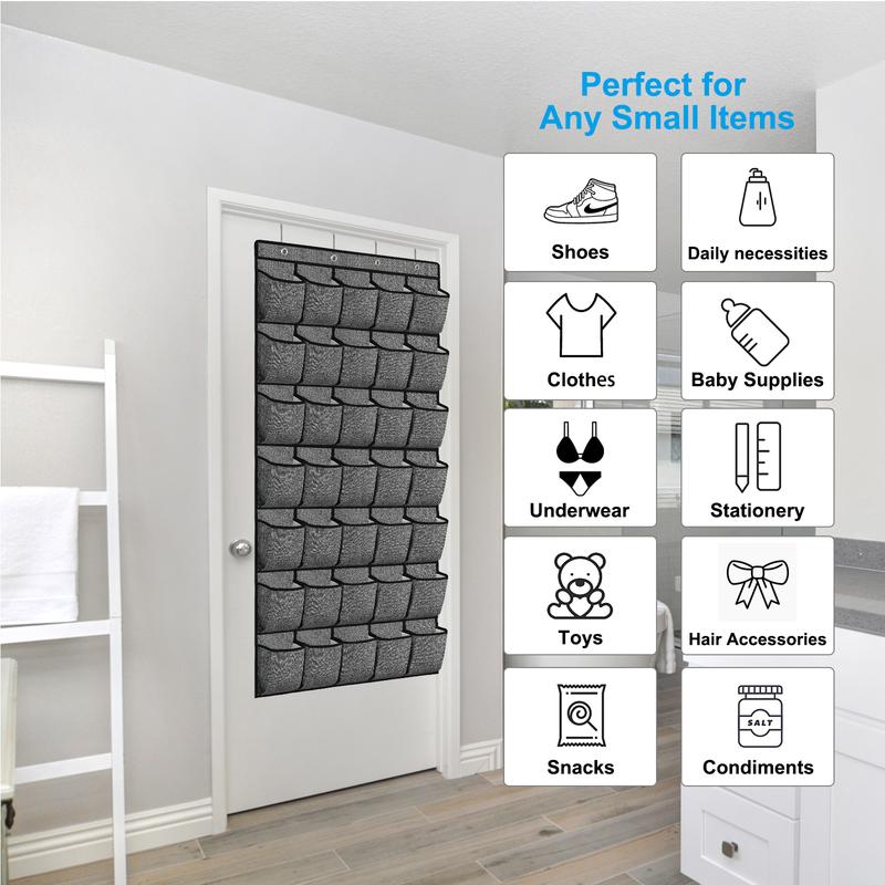 35-Pocket Over-the-Door Shoe Organizer – Extra Sturdy Oxford Fabric Hanging Rack for Men & Women Shoes, Wall-Mounted Mesh Storage Holder