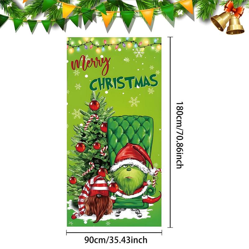 Christmas Themed Door Banner, 1 Count Merry Christmas Door Hanging Banner with 4 Grommets, Festive Party Decoration Supplies for Home Garden