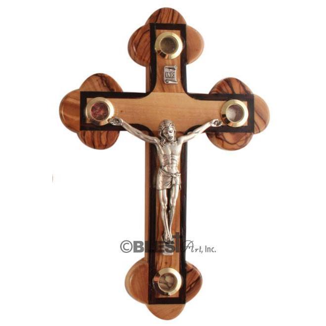 Roman Crucifix with Walnut edges and Holy Items, Different sizes available