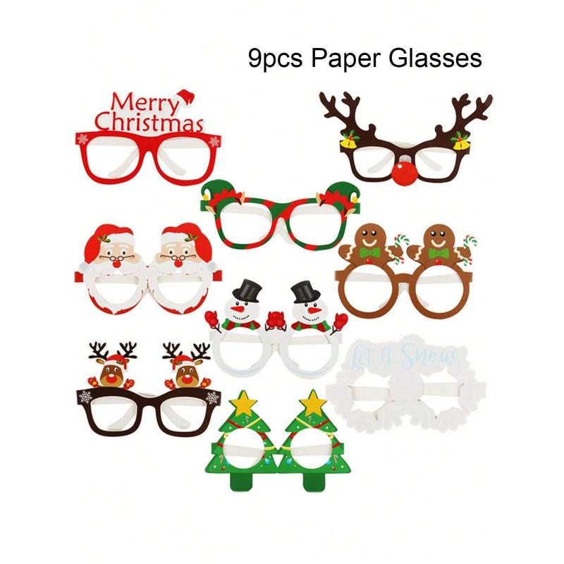 9 Pcs Paper Christmas Glasses Bulk Holiday Glasses Frames Christmas Sunglasses Fun Christmas Accessories Christmas Party Decorations Costume Eyeglasses For Gifts Photo Props Favors,Christmas