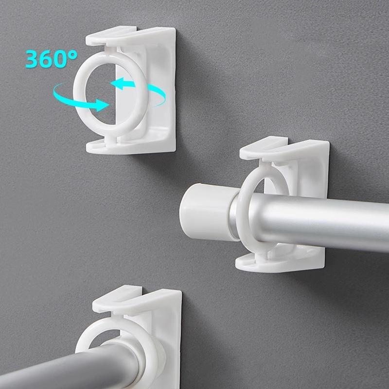 6 10PCS Non-Punching Rotary Ring Telescopic Rod Hook with Multi-Functional Towel Rod Stick Hook Frame and Curtain Hook - Home Organizer