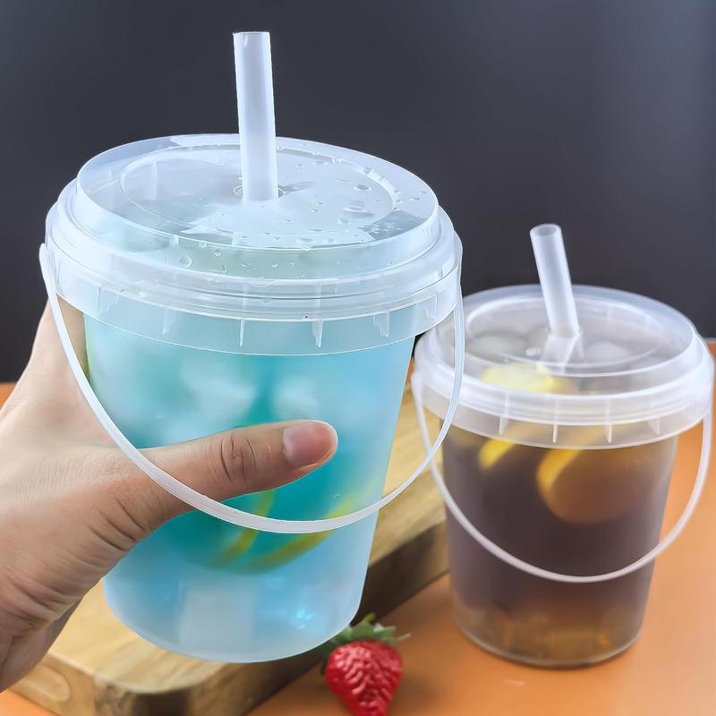 30 sets disposable plastic cup with lid and straw, reusable and suitable for outdoor travel beverage packaging pool party supplies beach party supplies picnic supplies