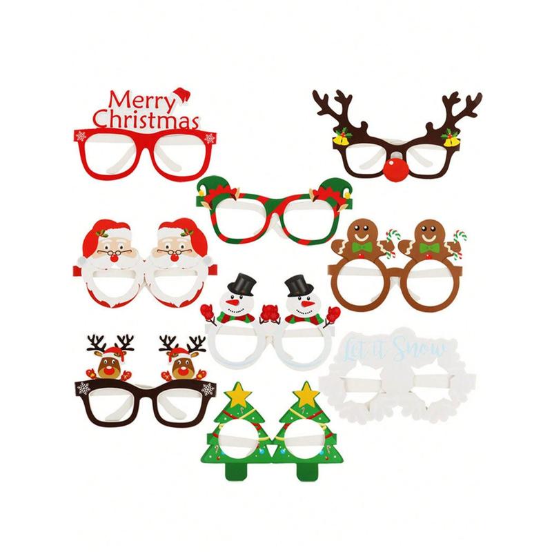 9 Pcs Paper Christmas Glasses Bulk Holiday Glasses Frames Christmas Sunglasses Fun Christmas Accessories Christmas Party Decorations Costume Eyeglasses For Gifts Photo Props Favors,Christmas