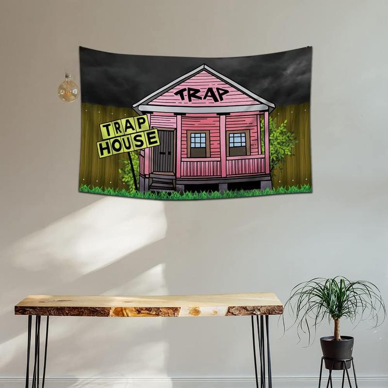 Trap House Banner Tapestry Dorm Garage Decor Man Cave 60x40inch