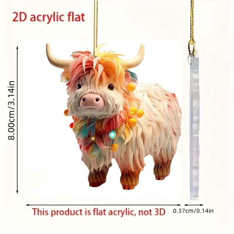 Highland Cow Design Ornament, 1 Count Cute Animal Shaped Hanging Decoration, Festive Decorations for Home Party