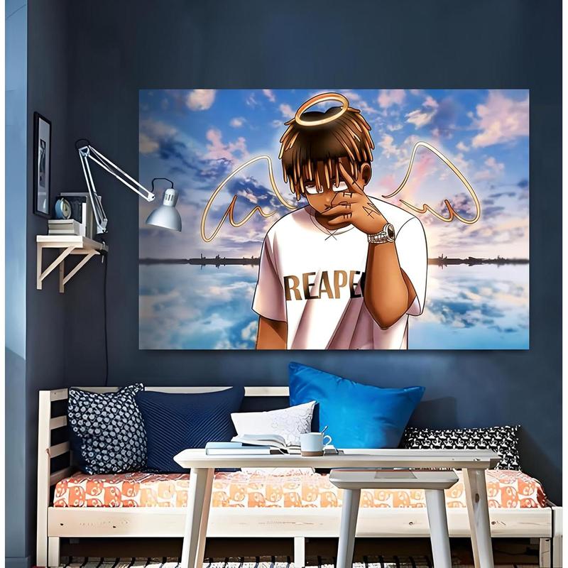 Juice Wrld Rapper Tapestry for Bedroom, Rapper Wall Hanging Decor,Cartoon Posters for Room Aesthetic, Living Room Bedroom Home Decor,60 x 40 inches