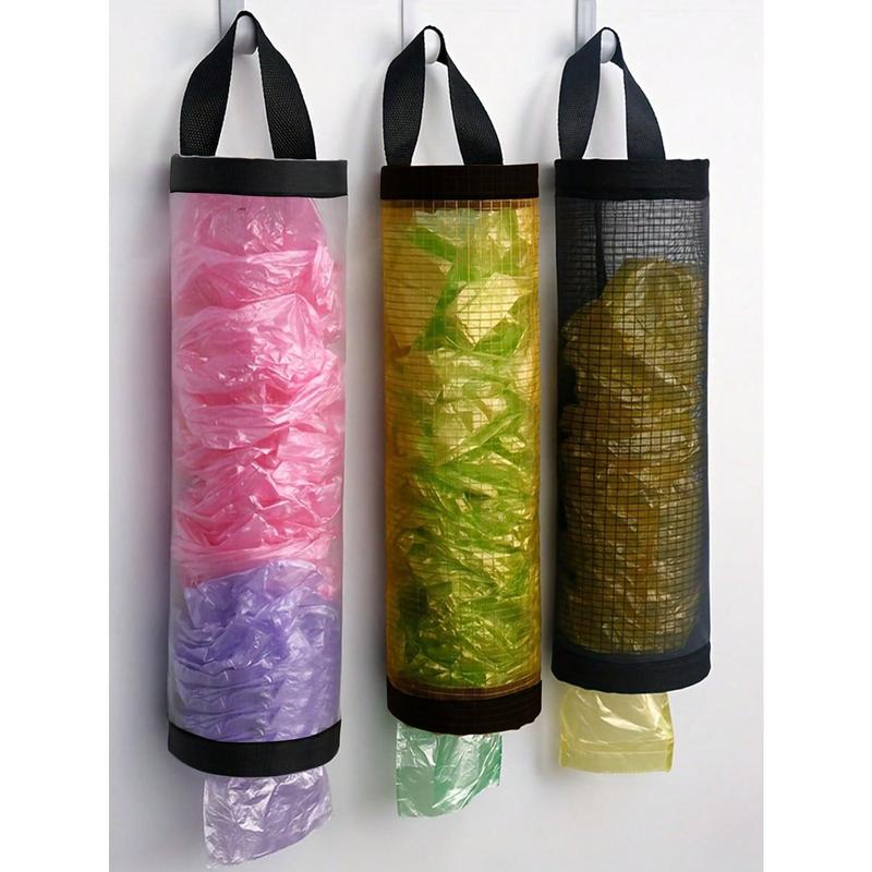 1pc Hanging Garbage Bag Storage Plastic Bag Holder Mesh Hanging Storage Dispensers Foldable Breathable Washable Hanging Mesh Garbage Bag Organizer Home Kitchen Supplies