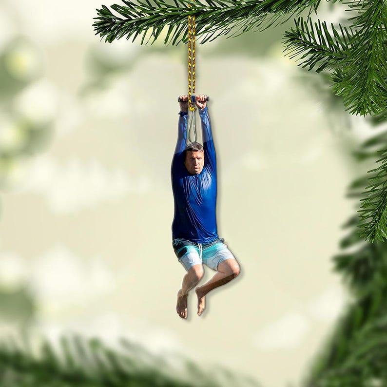 Tim Robinson on a Zipline ITYSL Funny Meme Gift Christmas Tree Hanging Ornament; Meme Xmas ornament decor, funny sign decor; ITYSL Fan gift