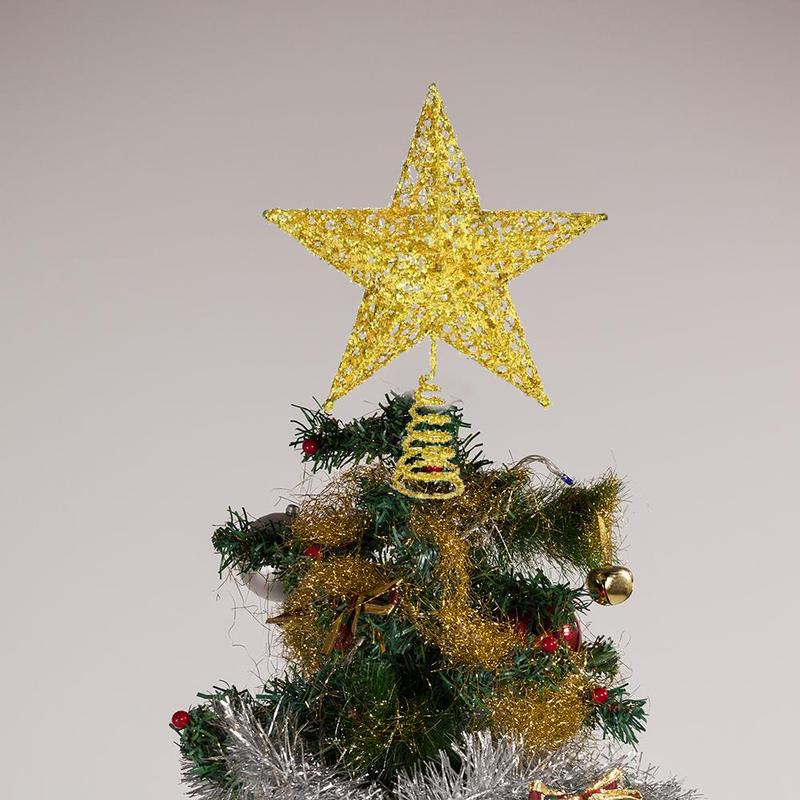 Star Shaped Christmas Tree Topper, 1 Count Glittered Star Tree Topper, Xmas Tree Topper for Mas Tree Decorations