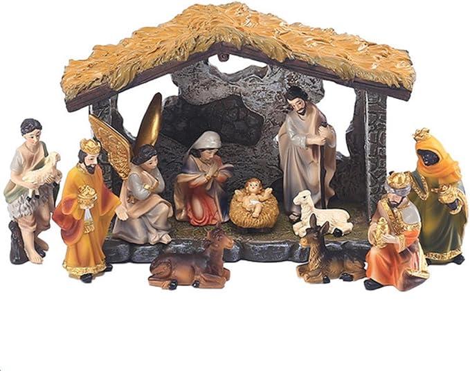 Lucky angel Set of Christ Birth of Jesus Ornament Gifts Nativity Craft Resin Nativity Scene Decor Catholic Desktop Figures