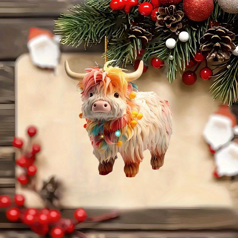 Highland Cow Design Ornament, 1 Count Cute Animal Shaped Hanging Decoration, Festive Decorations for Home Party