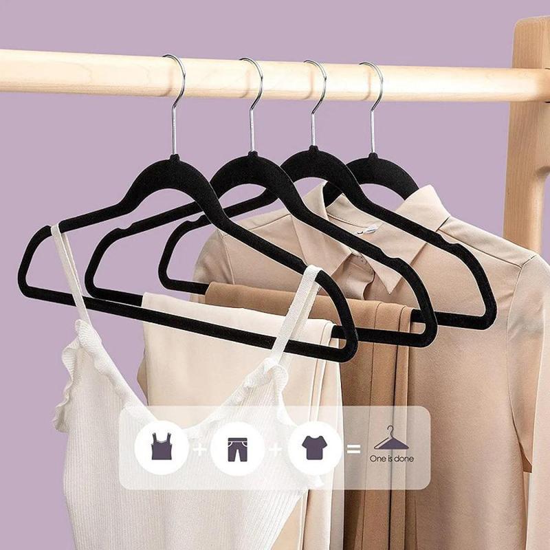 Velvet Non-slip Clothes Hanger, 20pcs set 360 Degree Swivel Hooks Hanger, Space Saving Clothes Drying Rack, Clothes Organizer for Jackets, Pants