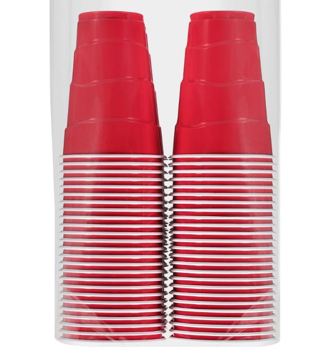 Red Everyday Disposable Plastic Party Cups, 18 oz, 100 Count - Perfect for Parties - Cookware