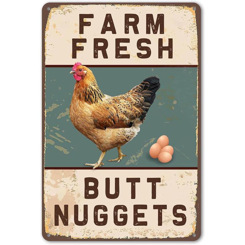 Funny Chicken Coop Sign Vintage Chicken Sign - Farm Fresh Butt Nuggets Sign Outdoor Chicken Decor 8