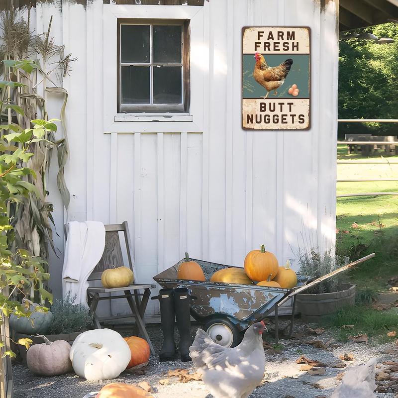 Funny Chicken Coop Sign Vintage Chicken Sign - Farm Fresh Butt Nuggets Sign Outdoor Chicken Decor 8