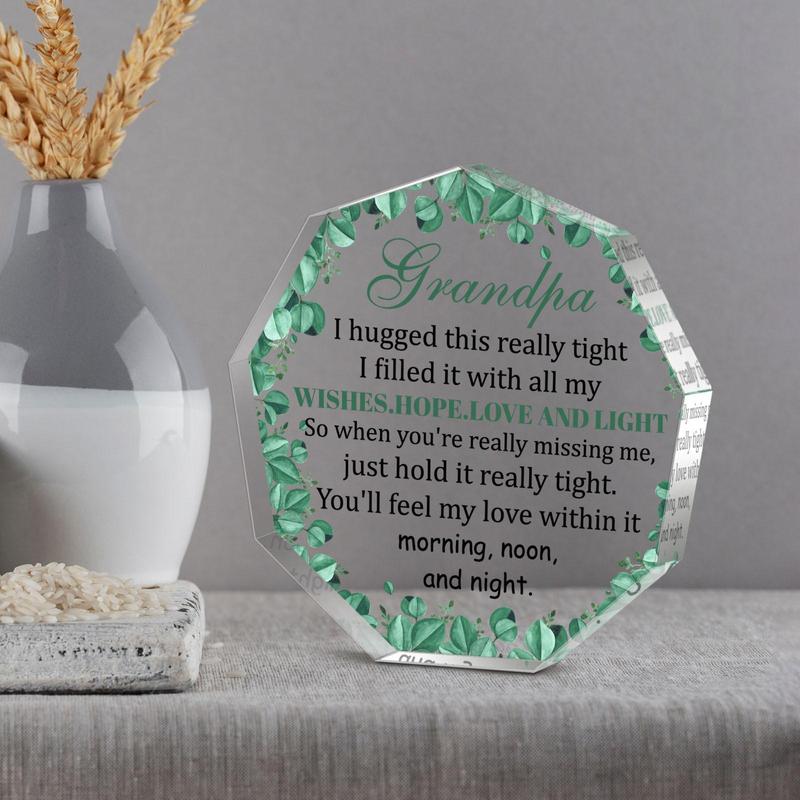 Grandpa Themed Acrylic Plaque, Irregularly Shaped Transparent Acrylic Gift, Creative Birthday Gift for Grandpa, Emotional Connection Gift