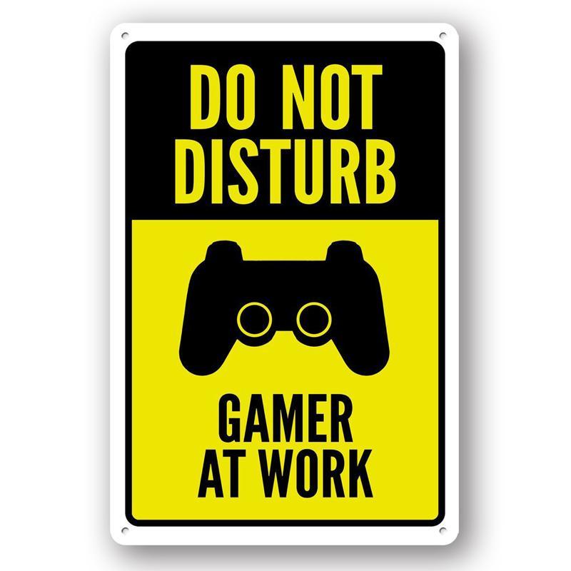 Do Not Disturb Gamer at Work Warning Sign, 1 Count Gamepad & Letter Pattern Wall Decor, Art Print Poster Photo Ornaments for Bedroom & Study Room Decoration, Home Ornaments