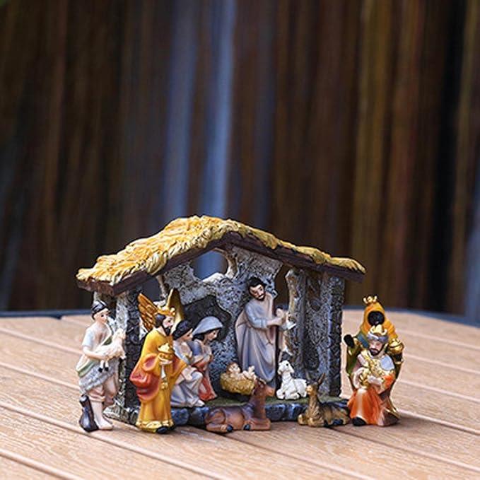 Lucky angel Set of Christ Birth of Jesus Ornament Gifts Nativity Craft Resin Nativity Scene Decor Catholic Desktop Figures