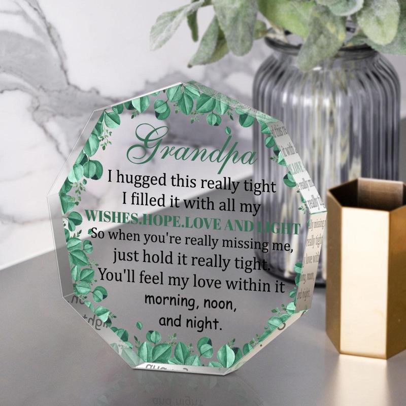 Grandpa Themed Acrylic Plaque, Irregularly Shaped Transparent Acrylic Gift, Creative Birthday Gift for Grandpa, Emotional Connection Gift