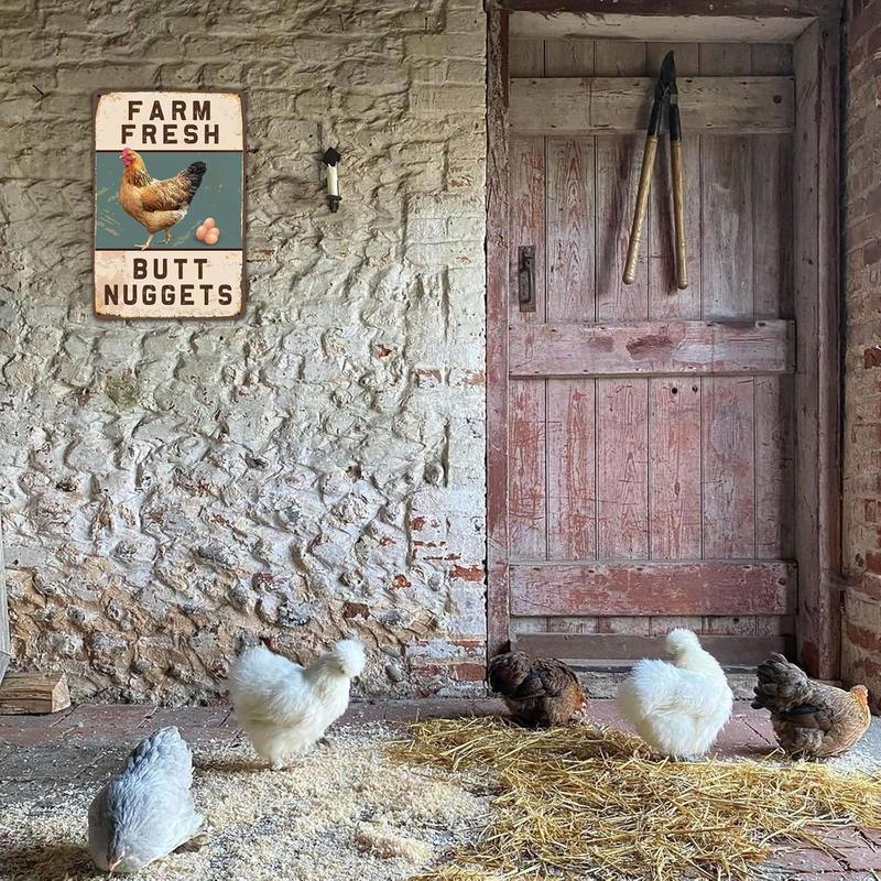 Funny Chicken Coop Sign Vintage Chicken Sign - Farm Fresh Butt Nuggets Sign Outdoor Chicken Decor 8