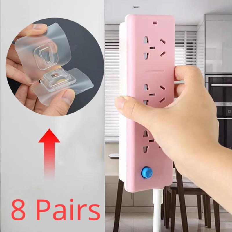 8 Pairs Double Sided Adhesive Wall Hooks, Minimalist Buckle Self Adhesive Hooks, Punch-free Storage Hooks