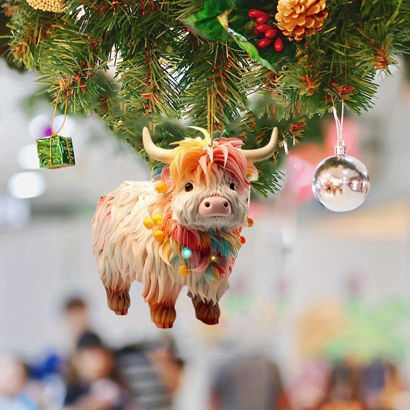 Highland Cow Design Ornament, 1 Count Cute Animal Shaped Hanging Decoration, Festive Decorations for Home Party