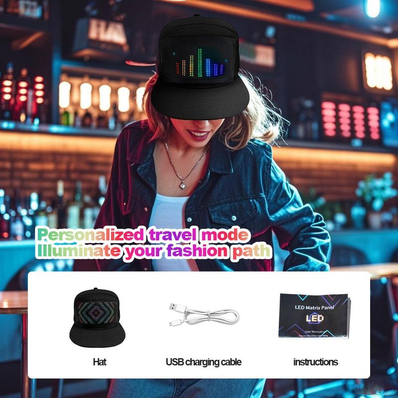 Christmas LED Display Screen Hat, 1 Count USB Rechargeable Cool Light Up Hat with Multi-language Text & Image Editing, Party Hat for Street Dance Party, Holiday Activity