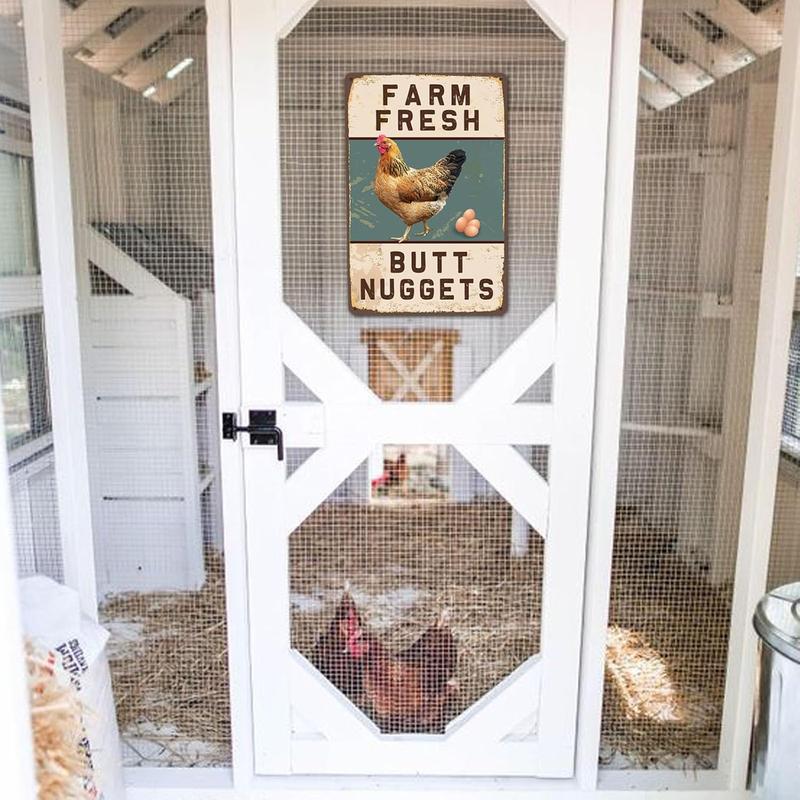 Funny Chicken Coop Sign Vintage Chicken Sign - Farm Fresh Butt Nuggets Sign Outdoor Chicken Decor 8