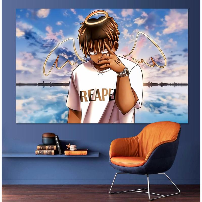 Juice Wrld Rapper Tapestry for Bedroom, Rapper Wall Hanging Decor,Cartoon Posters for Room Aesthetic, Living Room Bedroom Home Decor,60 x 40 inches