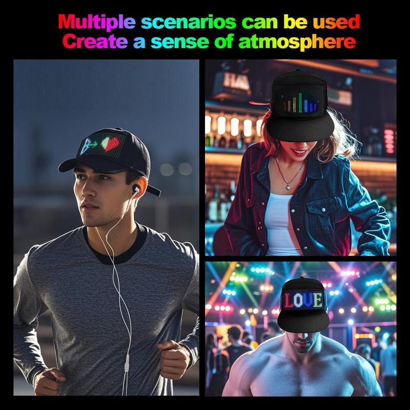 Christmas LED Display Screen Hat, 1 Count USB Rechargeable Cool Light Up Hat with Multi-language Text & Image Editing, Party Hat for Street Dance Party, Holiday Activity