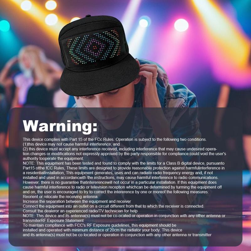 Christmas LED Display Screen Hat, 1 Count USB Rechargeable Cool Light Up Hat with Multi-language Text & Image Editing, Party Hat for Street Dance Party, Holiday Activity