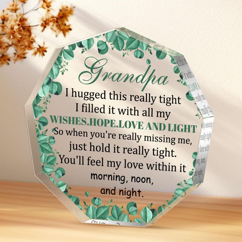 Grandpa Themed Acrylic Plaque, Irregularly Shaped Transparent Acrylic Gift, Creative Birthday Gift for Grandpa, Emotional Connection Gift