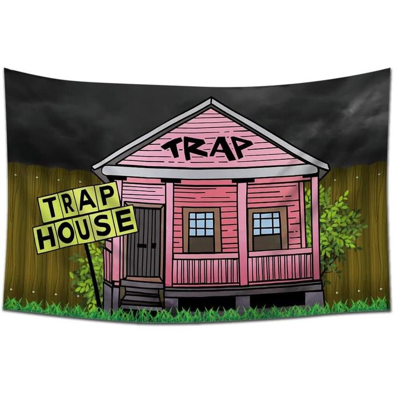 Trap House Banner Tapestry Dorm Garage Decor Man Cave 60x40inch