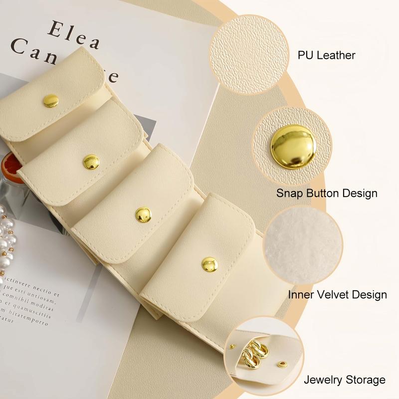 Jewelry Storage Bag, 10pcs set PU Leather Jewelry Storage Bag with Snap Closure, Jewelry Organizer for Earrings, Necklaces, Bracelets, Rings