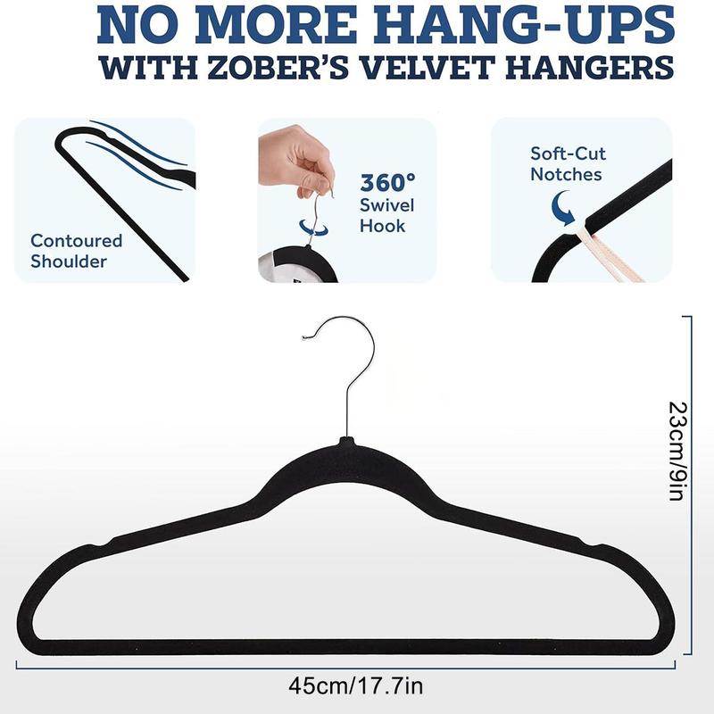 Velvet Non-slip Clothes Hanger, 20pcs set 360 Degree Swivel Hooks Hanger, Space Saving Clothes Drying Rack, Clothes Organizer for Jackets, Pants