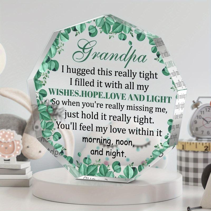 Grandpa Themed Acrylic Plaque, Irregularly Shaped Transparent Acrylic Gift, Creative Birthday Gift for Grandpa, Emotional Connection Gift