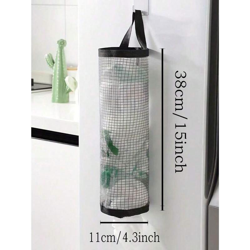 1pc Hanging Garbage Bag Storage Plastic Bag Holder Mesh Hanging Storage Dispensers Foldable Breathable Washable Hanging Mesh Garbage Bag Organizer Home Kitchen Supplies