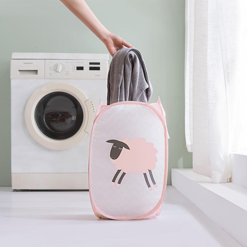 Foldable Laundry Basket, 2 Counts Cartoon Pattern Clothes Toy Doll Books Sundries Storage Basket, Home Organizer for Bedroom Bathroom Dormitory