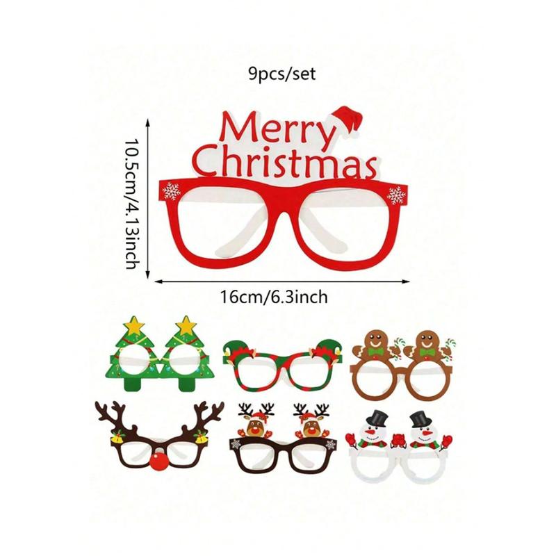 9 Pcs Paper Christmas Glasses Bulk Holiday Glasses Frames Christmas Sunglasses Fun Christmas Accessories Christmas Party Decorations Costume Eyeglasses For Gifts Photo Props Favors,Christmas