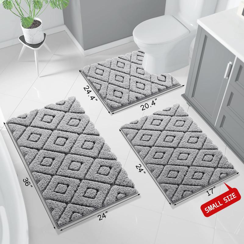 Bathroom Rug Mat, Super Soft Fluffy Absorbent Microfiber Bathroom Rug, 24