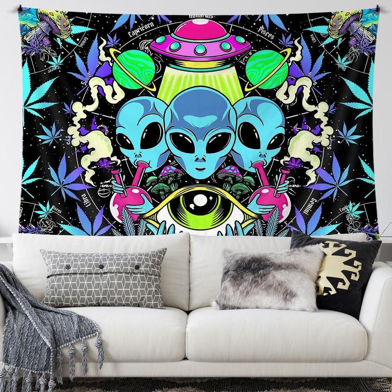 Cool Alien Pattern Tapestry, Modern Wall Hanging, Wall Tapestry for Home Living Room Bedroom, Halloween Decor