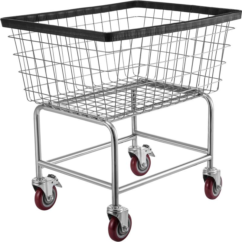 VEVOR Wire Laundry Cart, 2.5 Bushel Wire Laundry Basket with Wheels, 21\'\'x27\'\'x27.5\'\' Commercial Wire Laundry Basket Cart, Steel Frame with Chrome Finish, 4inch Casters, Wire Basket Cart For Lau