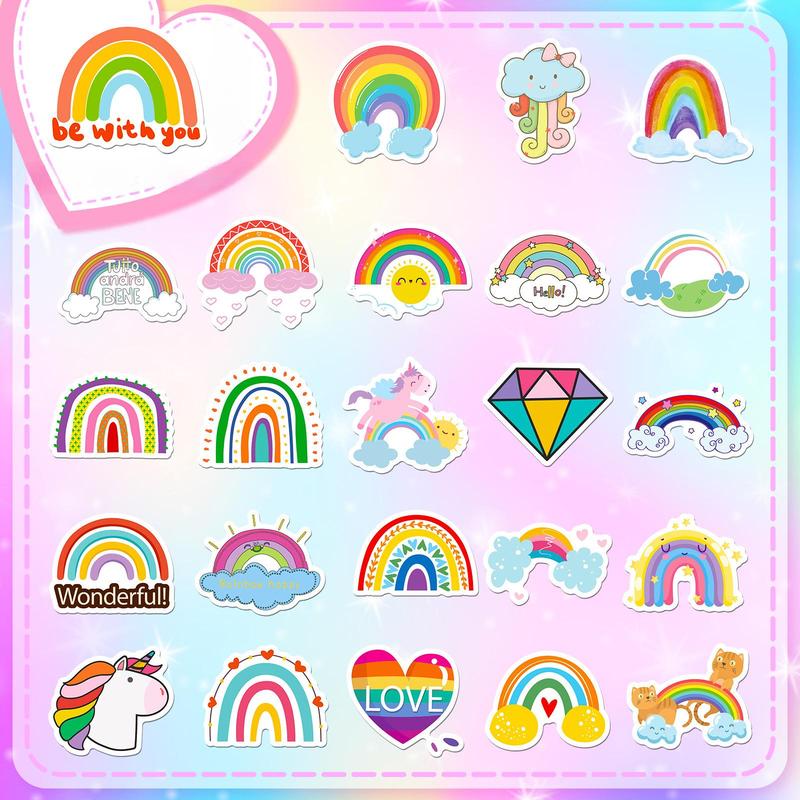 Pride Rainbow Pattern Stickers, 50pcs Creative Multi-purpose Stickers, for DIY Craft Decoration And Hand Account